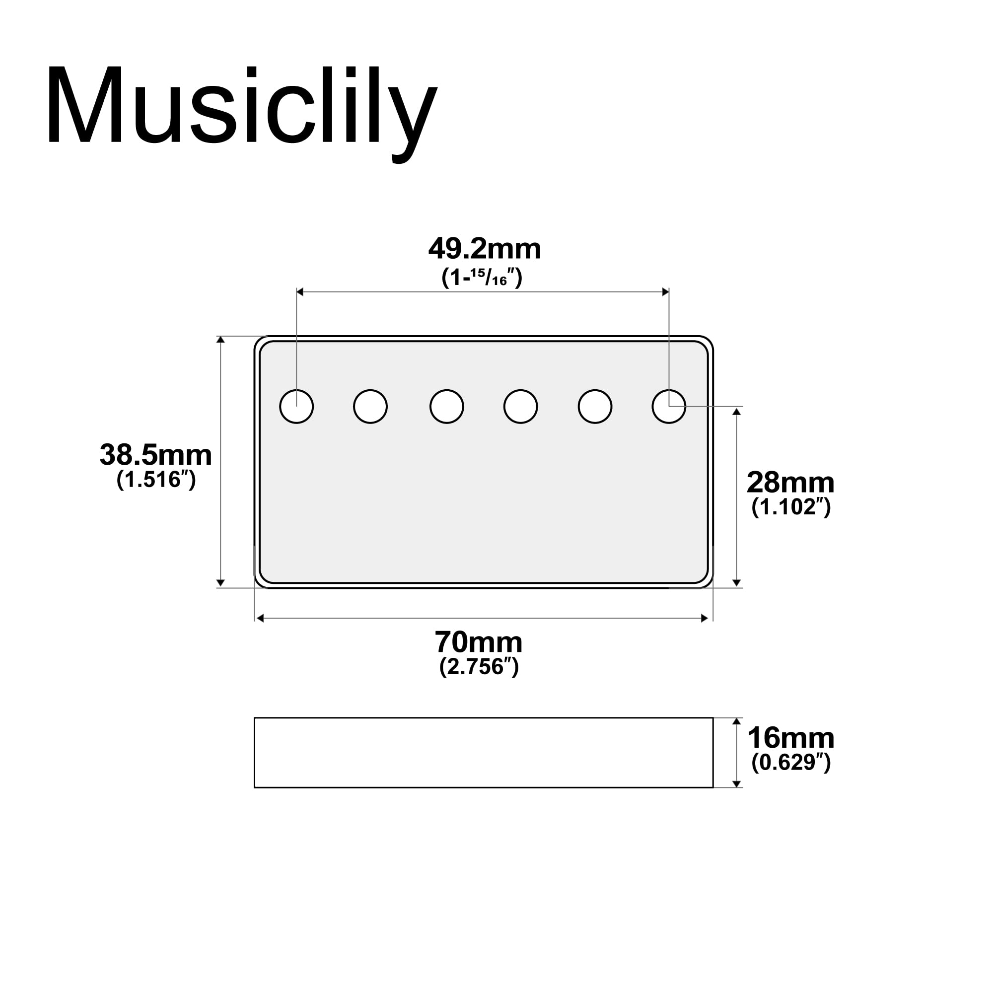 Musiclily Pro 49.2mm Nickel Silver Alloy Humbucker Pickup Covers Set for American made Electric Guitar, Gold (Set of 2)